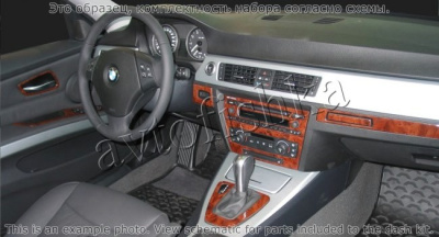 Декоративные накладки салона BMW 3 2005-н.в. 4 двери седан, без навигации система